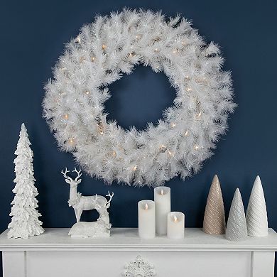 Northlight Pre-Lit White Alaskan Pine Artificial Christmas Wreath