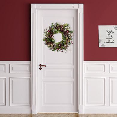 Northlight Glittered Ornaments & Berries Artificial Christmas Wreath