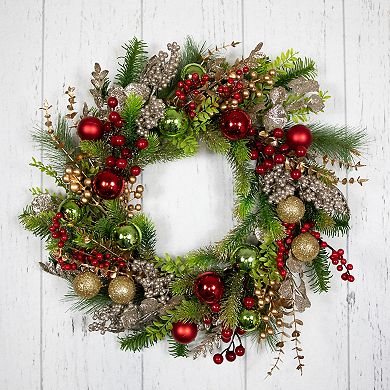 Northlight Glittered Ornaments & Berries Artificial Christmas Wreath