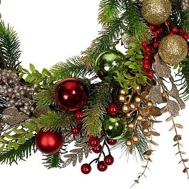Northlight Glittered Ornaments & Berries Artificial Christmas Wreath