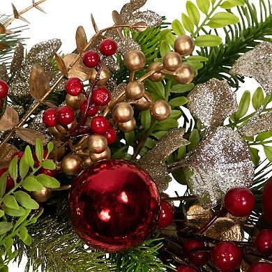 Northlight Glittered Ornaments & Berries Artificial Christmas Wreath
