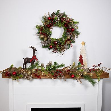 Northlight Glittered Ornaments & Berries Artificial Christmas Wreath