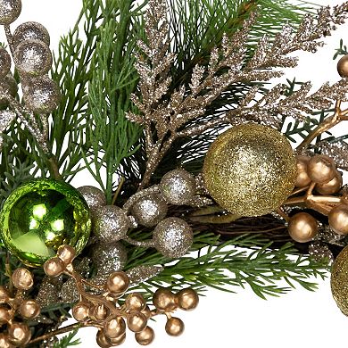 Northlight Ornaments and Berries Glittered Artificial Christmas Wreath