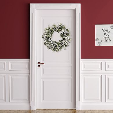 Northlight 24" Glittery Berries and Eucalyptus Artificial Wreath