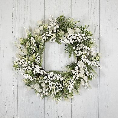 Northlight 24" Glittery Berries and Eucalyptus Artificial Wreath
