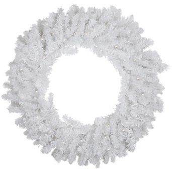 Northlight Pre-Lit LED White Canadian Pine Artificial Christmas Wreath