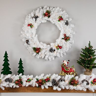 Northlight Pre-Lit LED White Canadian Pine Artificial Christmas Wreath