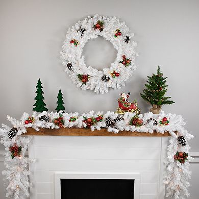 Northlight Pre-Lit LED White Canadian Pine Artificial Christmas Wreath