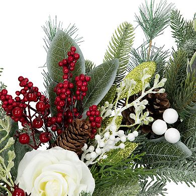 Northlight 30" Roses Mixed Foliage Artificial Wreath