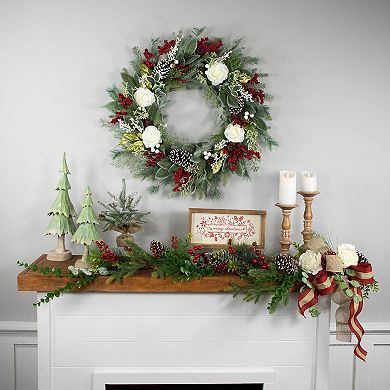 Northlight 30" Roses Mixed Foliage Artificial Wreath