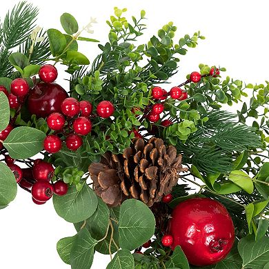 Northlight Crabapple & Berries Accent Boxwood & Pine Artificial Christmas Wreath