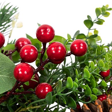 Northlight Crabapple & Berries Accent Boxwood & Pine Artificial Christmas Wreath