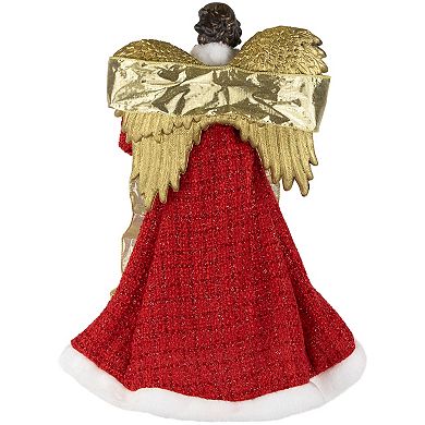 Northlight Red and Green Angel with Wreath Christmas Tree Topper