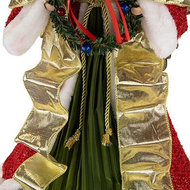 Northlight Red and Green Angel with Wreath Christmas Tree Topper