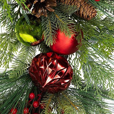 Northlight 36" Berries Pinecones and Ornaments Artificial Pine Wreath