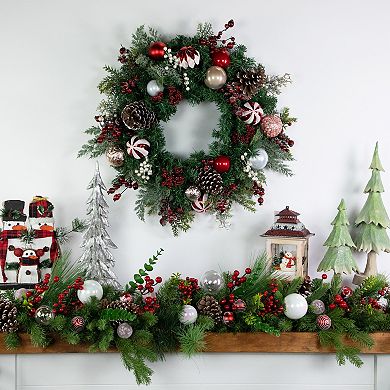 Northlight Mixed Pine Ornaments and Pinecones Artificial Christmas Wreath