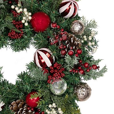 Northlight Mixed Pine Ornaments and Pinecones Artificial Christmas Wreath