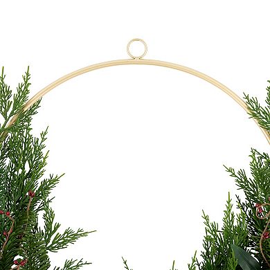 Northlight Cypress and Pine with Berries and Bells Artificial Christmas Wreath