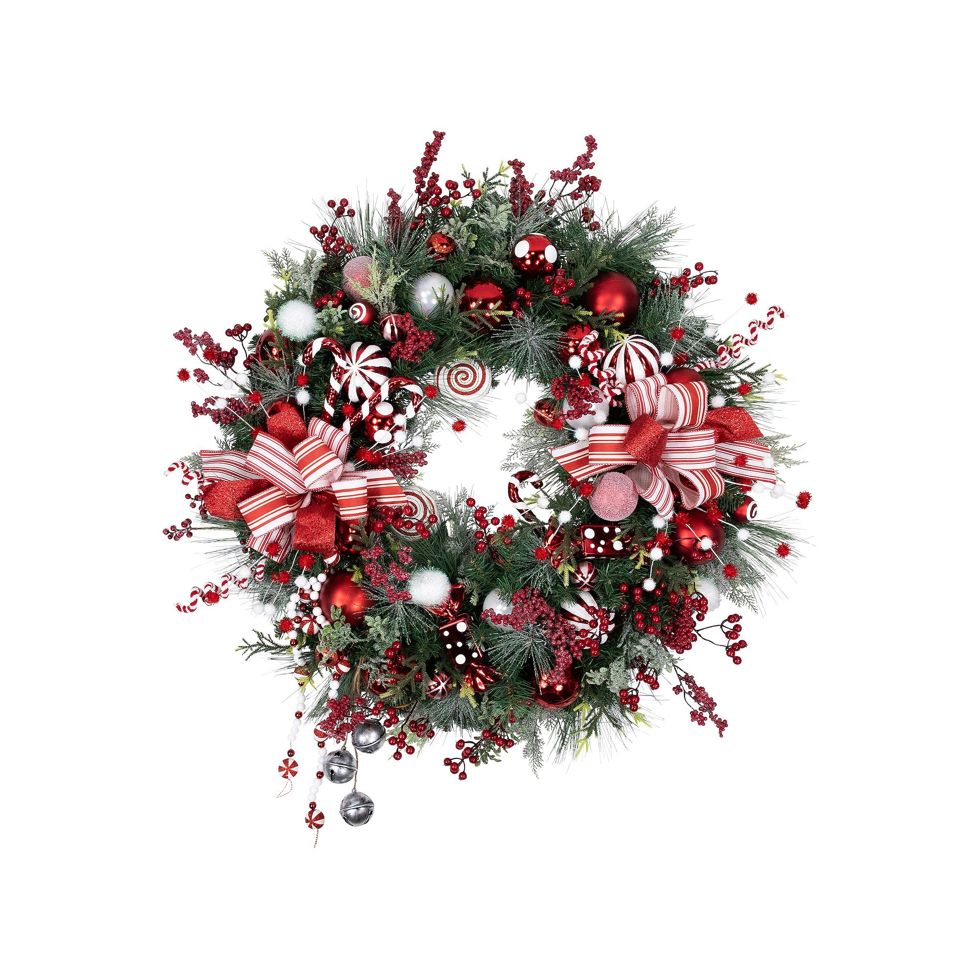 Northlight 42 Peppermint Candy Artificial Pine Wreath, Red