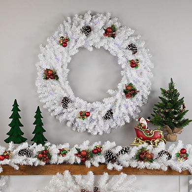 Northlight Pre-Lit White Pine Battery Operated Artificial Christmas Wreath