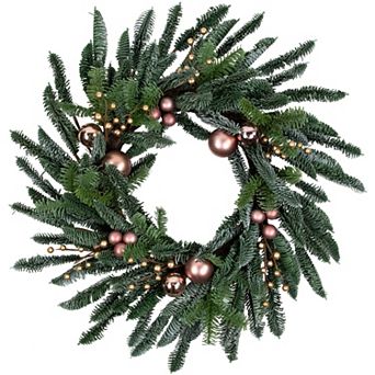 Northlight Rose Gold Ball Ornaments Artificial Christmas Wreath