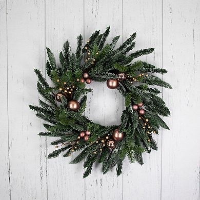 Northlight Rose Gold Ball Ornaments Artificial Christmas Wreath