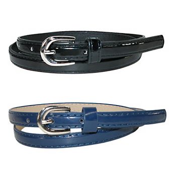 CTM Women's Skinny 1/2 Inch Dress Belt (Pack of 2 Colors)