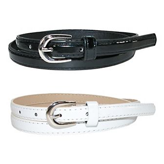Ctm Women's Skinny Dress Belt (pack Of 2 Colors)