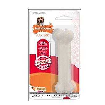Nylabone Dura Chew Smooth Chicken Flavor White Dog Bone - Wolf