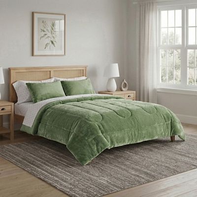 The Big One® Green Solid Plush Reversible Comforter Set with Sheets