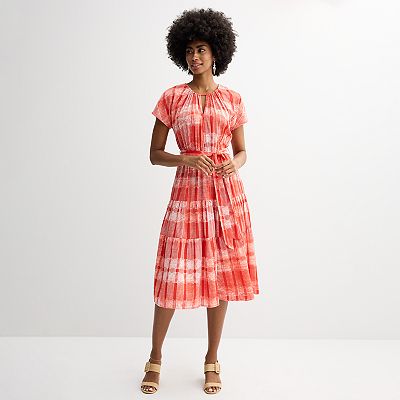 Women's Sonoma Community Brooklyn Dolly Belted Tiered Midi Dress