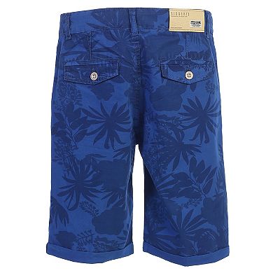 Gioberti Boys Garment Wash Casual Tropical Floral Print Shorts, 5 Pockets