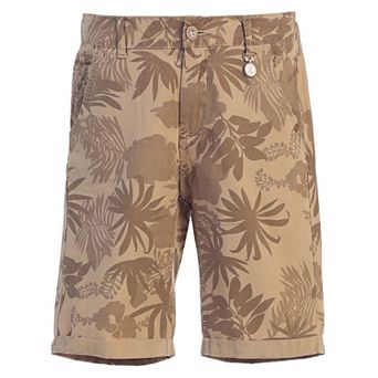 Gioberti Boy's Garment Wash Casual Tropical Floral Print Shorts, 5 Pockets