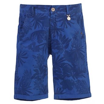 Gioberti Boy's Garment Wash Casual Tropical Floral Print Shorts, 5 Pockets