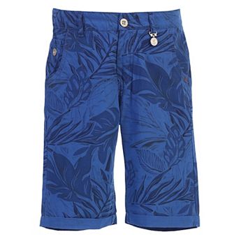Gioberti Boy's Garment Wash Casual Tropical Floral Print Shorts, 5 Pockets