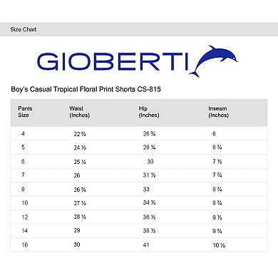 Gioberti Kid's Garment Wash Casual Tropical Floral Print Shorts, 5 Pockets