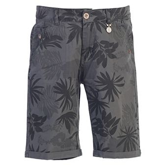 Gioberti Kid's Garment Wash Casual Tropical Floral Print Shorts, 5 Pockets