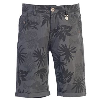 Gioberti Kid's Garment Wash Casual Tropical Floral Print Shorts, 5 Pockets