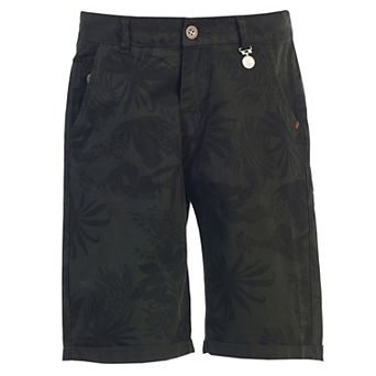 Gioberti Kid's Garment Wash Casual Tropical Floral Print Shorts, 5 Pockets