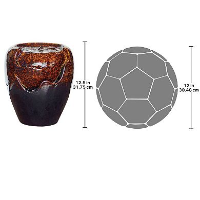Burnt Umbra Ceramic Jar Garden Fountain