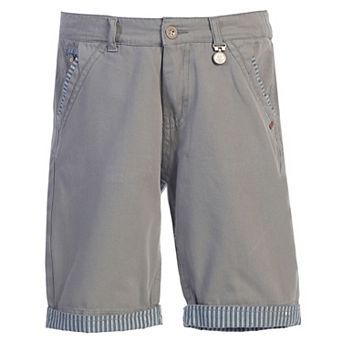 Gioberti Boy's Garment Wash Casual Shorts With Stripe Contrast Denim