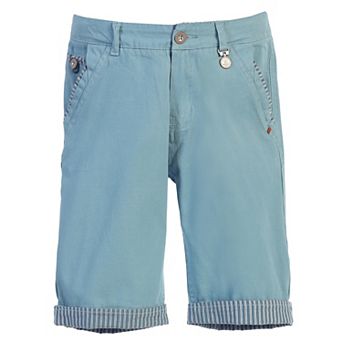 Gioberti Boy's Garment Wash Casual Shorts With Stripe Contrast Denim