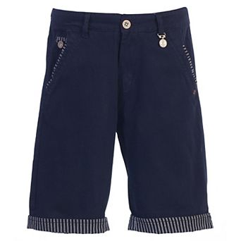 Gioberti Boy's Garment Wash Casual Shorts With Stripe Contrast Denim