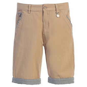 Gioberti Kid's Garment Wash Casual Shorts With Stripe Contrast Denim