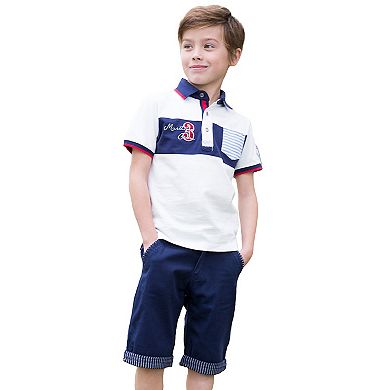 Gioberti Kid's Garment Wash Casual Shorts With Stripe Contrast Denim