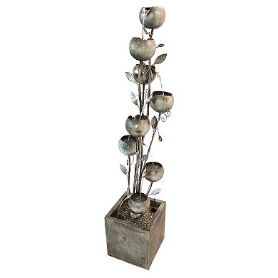 Abstract Floral Cascading Metal Tower Fountain