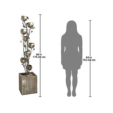 Abstract Floral Cascading Metal Tower Fountain