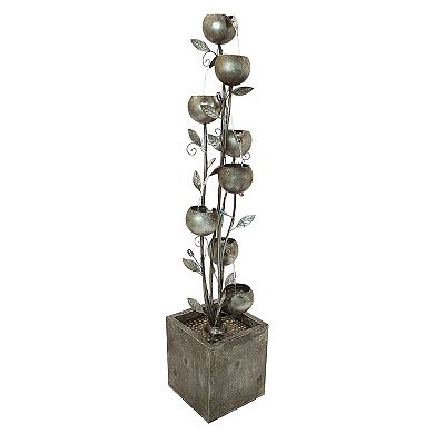 Abstract Floral Cascading Metal Tower Fountain