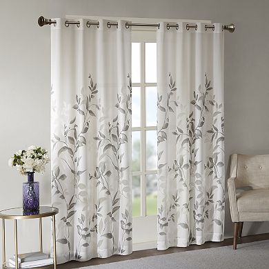 Madison Park Vera 2-Pack Sheer Burnout Printed Grommets Curtain Panels