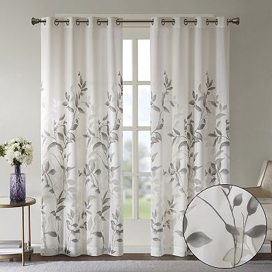 Madison Park Vera 2-Pack Sheer Burnout Printed Grommets Curtain Panels